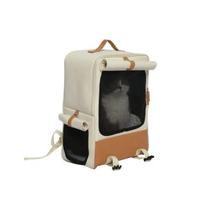 sac à dos pliable en cuir pour chat