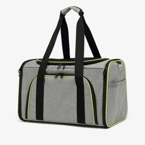 sac pliable vert et gris pour chat