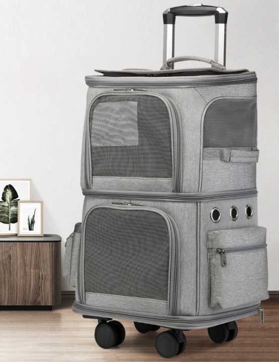 Sac pliable à roulettes pour chats