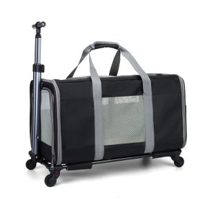 Sac de Transport pour Chat à Roulettes noir