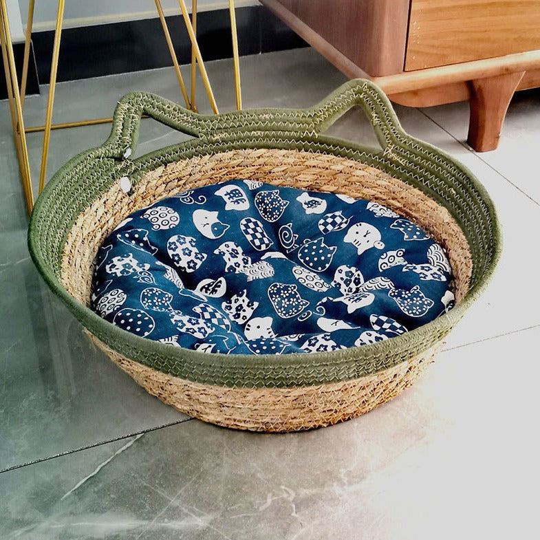 panier osier chat élégant