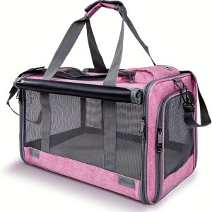 sac en bandoulière pour chat rose